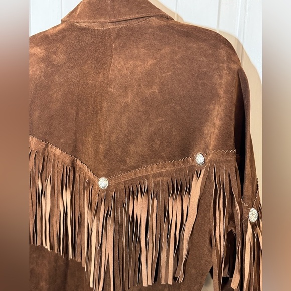Full leather button down western fringe shacket - Picture 9 of 14